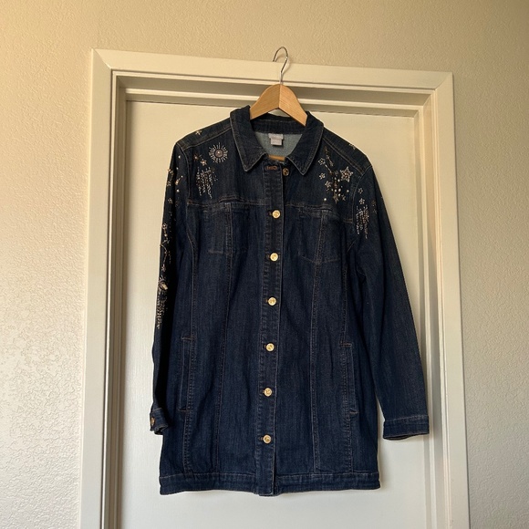 Gorgeous Beaded Denim Jacket, Size XL - Picture 1 of 9